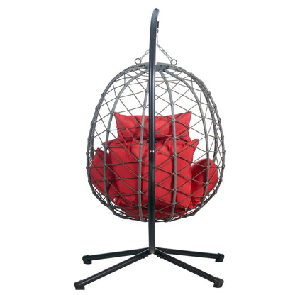 Summit Outdoor Single Person Egg Swing Chair in Grey Steel Frame With Removable Cushions - Elax Furniture