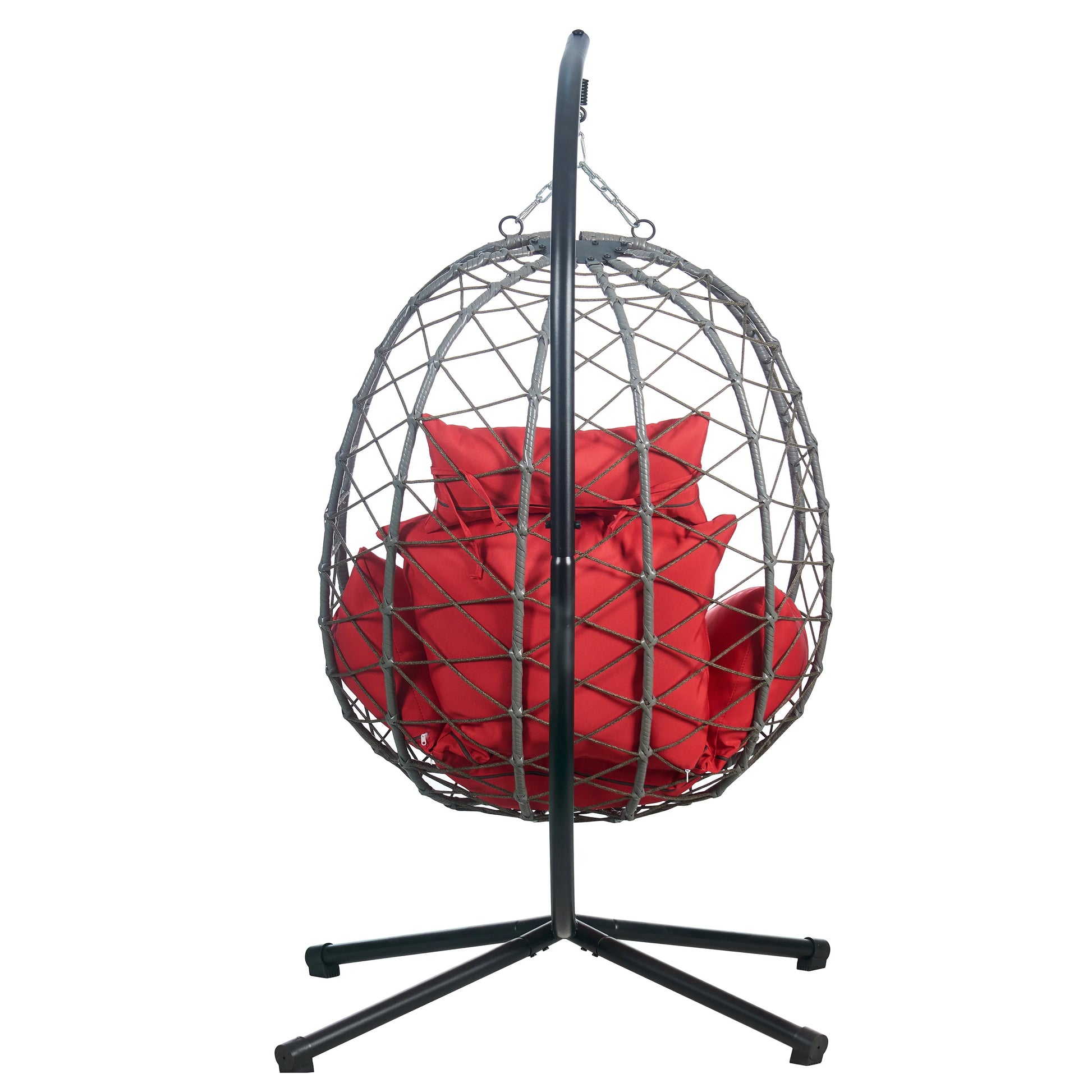 Summit Outdoor Single Person Egg Swing Chair in Grey Steel Frame With Removable Cushions - Elax Furniture