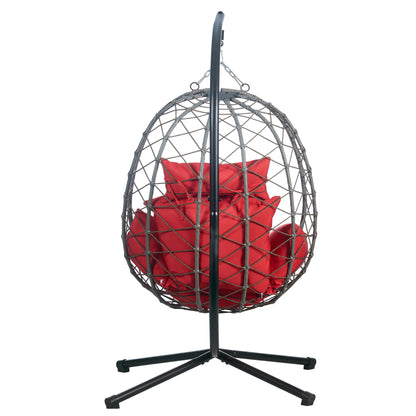 Summit Outdoor Single Person Egg Swing Chair in Grey Steel Frame With Removable Cushions - Elax Furniture
