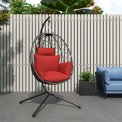 Summit Outdoor Single Person Egg Swing Chair in Grey Steel Frame With Removable Cushions - Elax Furniture
