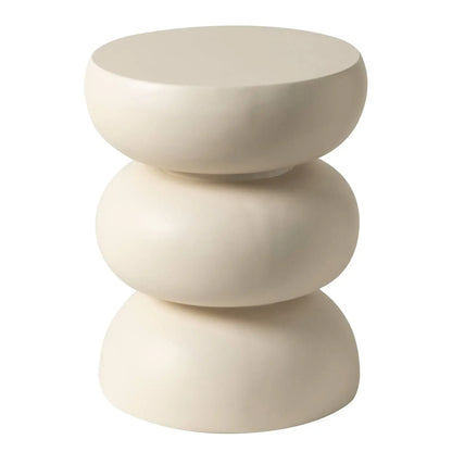 Sonia 13" Round Fiberstone Side Table with Three-Tier Design