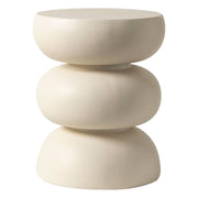Sonia 13" Round Fiberstone Side Table with Three-Tier Design
