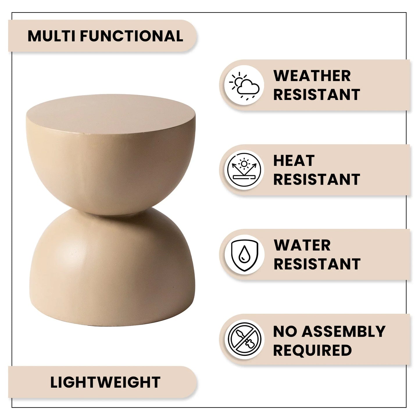 Sage Minimalist Side Table in Fiberstone Hourglass Design Accent Table - Elax Furniture