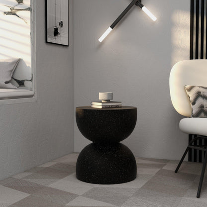 Sage Minimalist Side Table in Fiberstone Hourglass Design Accent Table - Elax Furniture