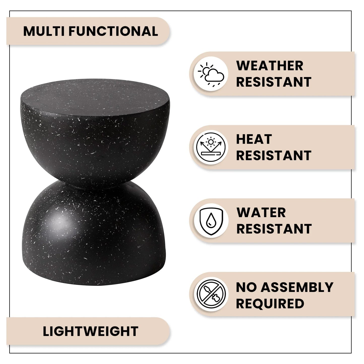 Sage Minimalist Side Table in Fiberstone Hourglass Design Accent Table - Elax Furniture