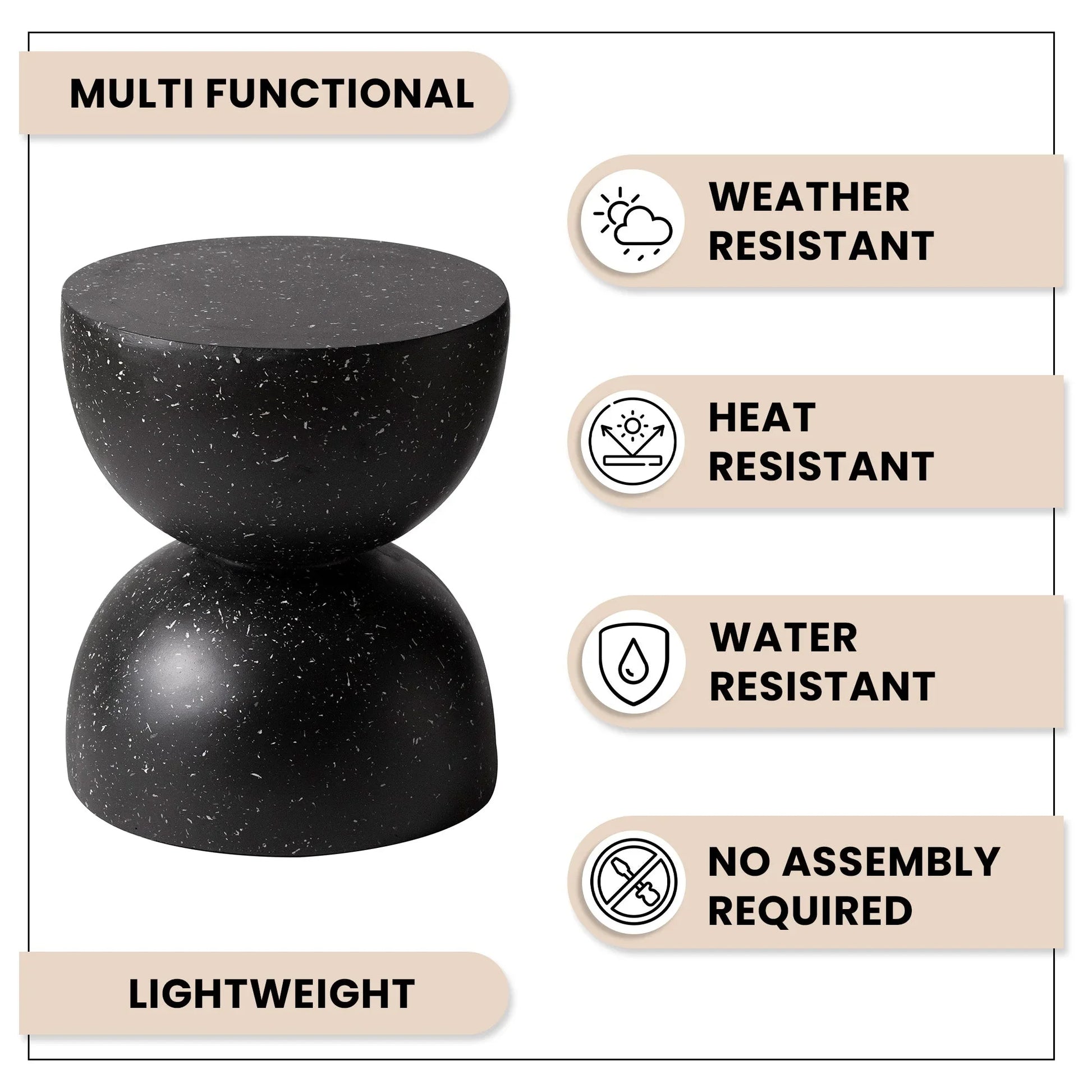 Sage Minimalist Side Table in Fiberstone Hourglass Design Accent Table - Elax Furniture