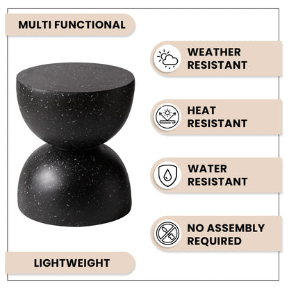 Sage Minimalist Side Table in Fiberstone Hourglass Design Accent Table - Elax Furniture