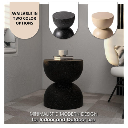 Sage Minimalist Side Table in Fiberstone Hourglass Design Accent Table - Elax Furniture