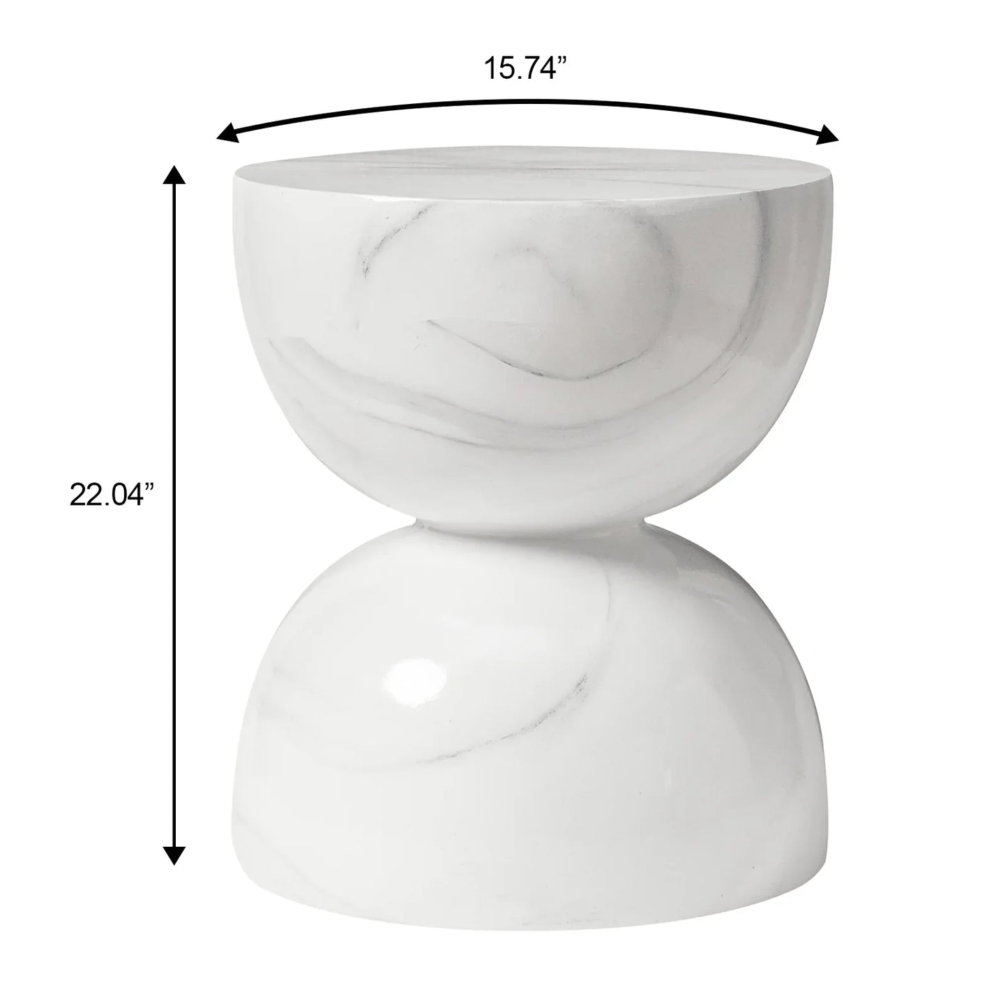 Sage Minimalist Side Table in Fiberstone Hourglass Design Accent Table - Elax Furniture