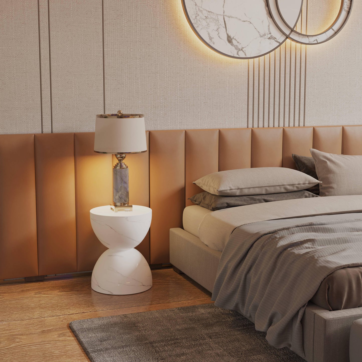 Sage Minimalist Side Table in Fiberstone Hourglass Design Accent Table - Elax Furniture