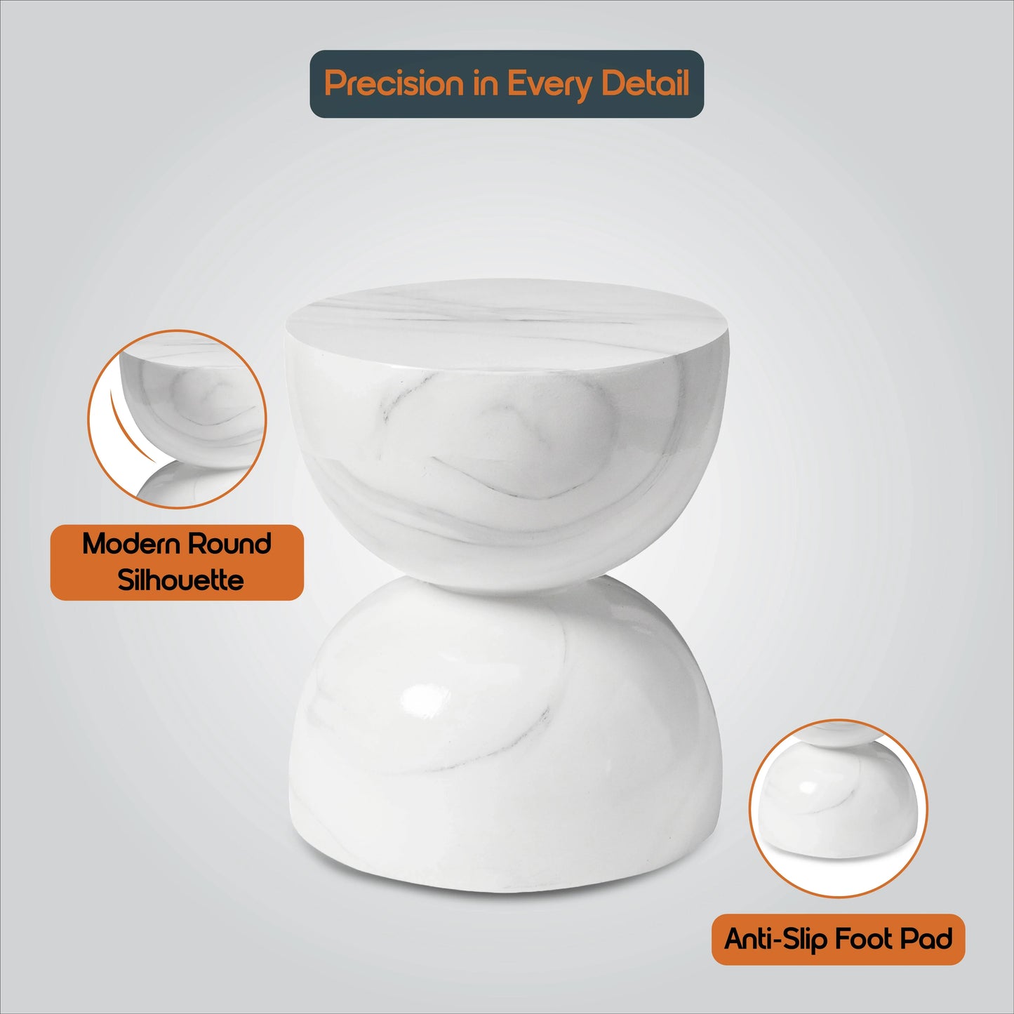 Sage Minimalist Side Table in Fiberstone Hourglass Design Accent Table - Elax Furniture