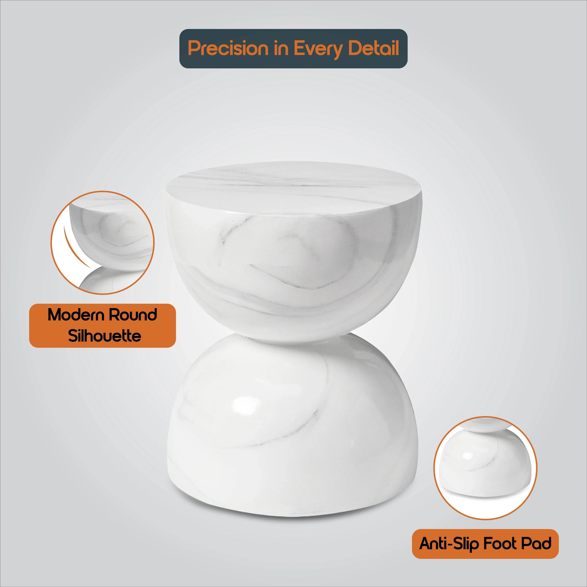 Sage Minimalist Side Table in Fiberstone Hourglass Design Accent Table - Elax Furniture