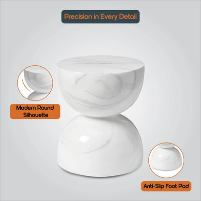 Sage Minimalist Side Table in Fiberstone Hourglass Design Accent Table - Elax Furniture