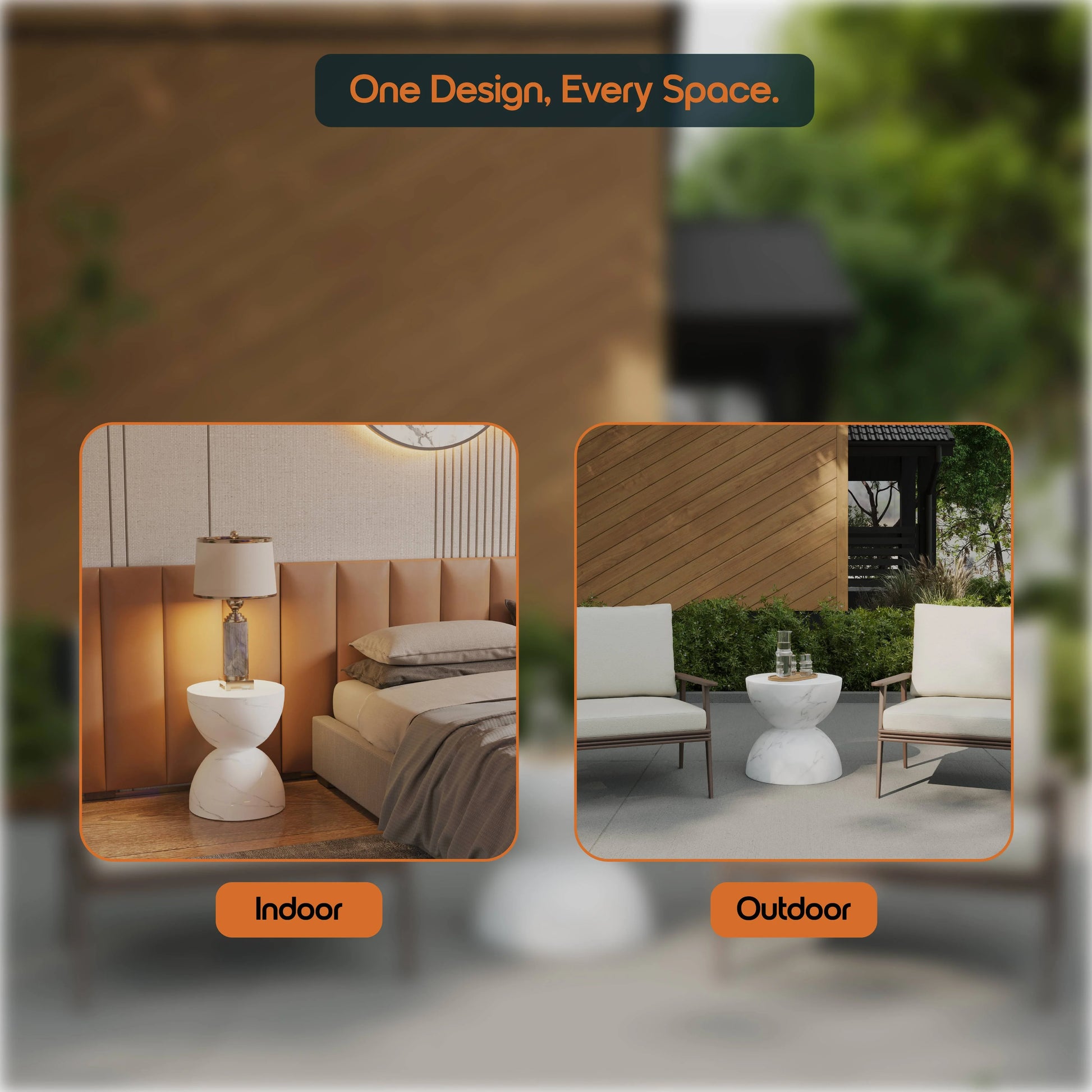 Sage Minimalist Side Table in Fiberstone Hourglass Design Accent Table - Elax Furniture