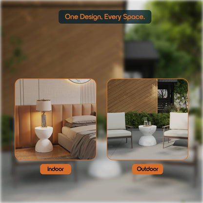 Sage Minimalist Side Table in Fiberstone Hourglass Design Accent Table - Elax Furniture