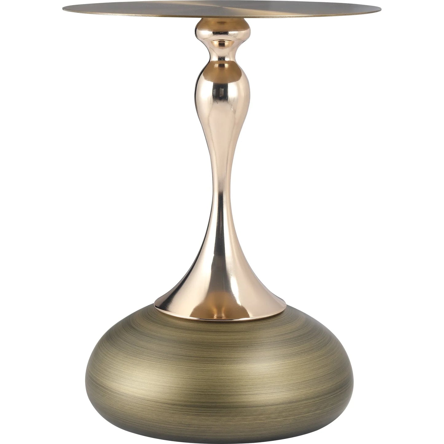 Savoy Wide Side Table with Gold Stainless Steel Top Round Accent Table and Elegant Pedestal Base - Elax Furniture