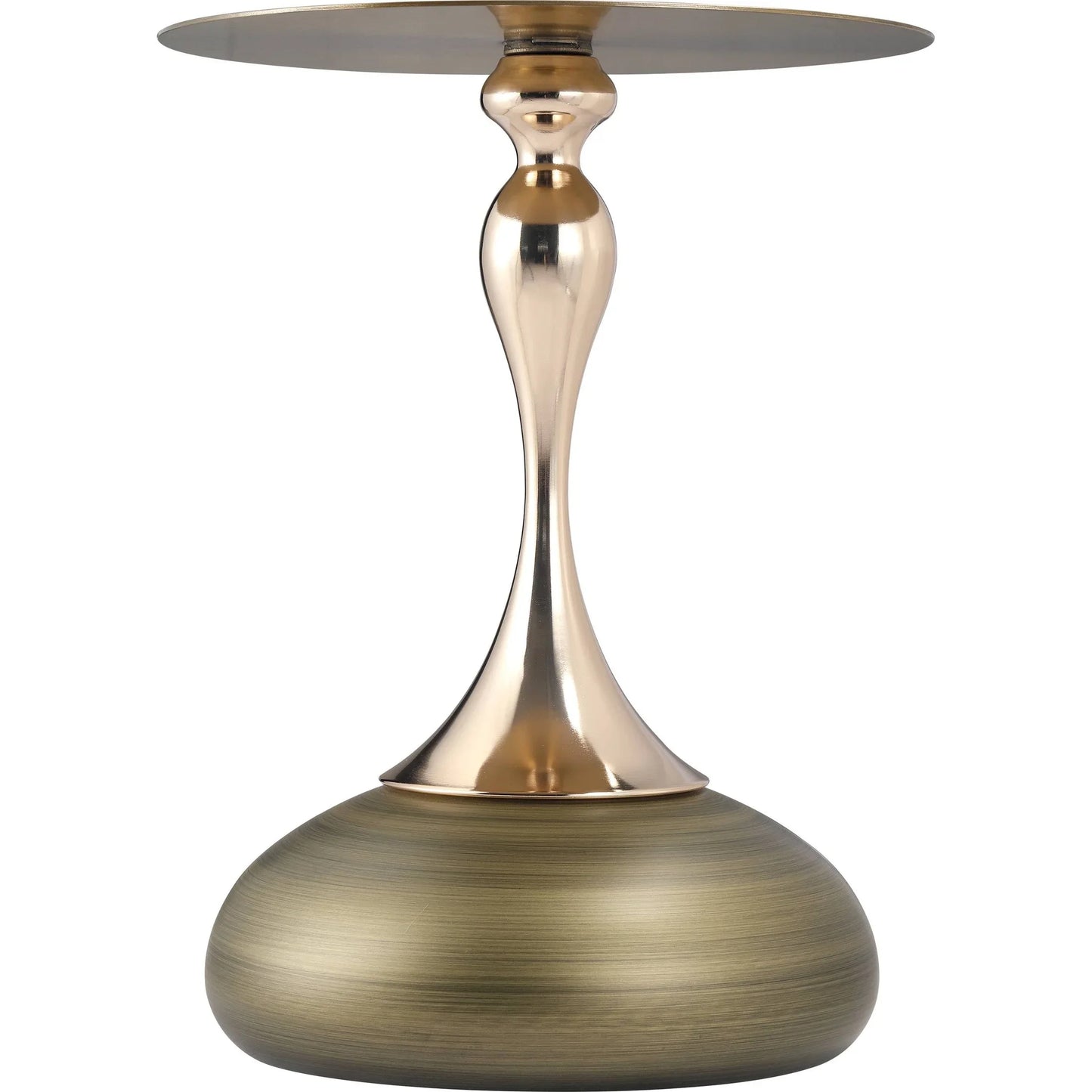 Savoy Wide Side Table with Gold Stainless Steel Top Round Accent Table and Elegant Pedestal Base - Elax Furniture