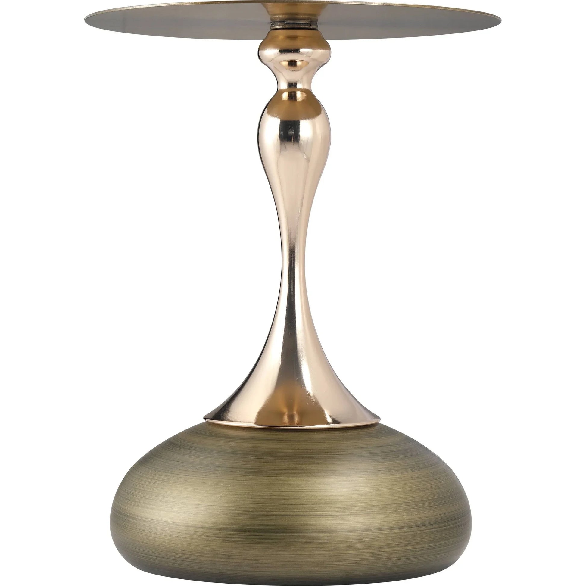 Savoy Wide Side Table with Gold Stainless Steel Top Round Accent Table and Elegant Pedestal Base - Elax Furniture