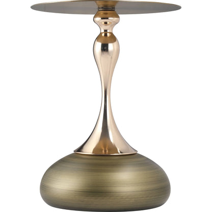 Savoy Wide Side Table with Gold Stainless Steel Top Round Accent Table and Elegant Pedestal Base - Elax Furniture