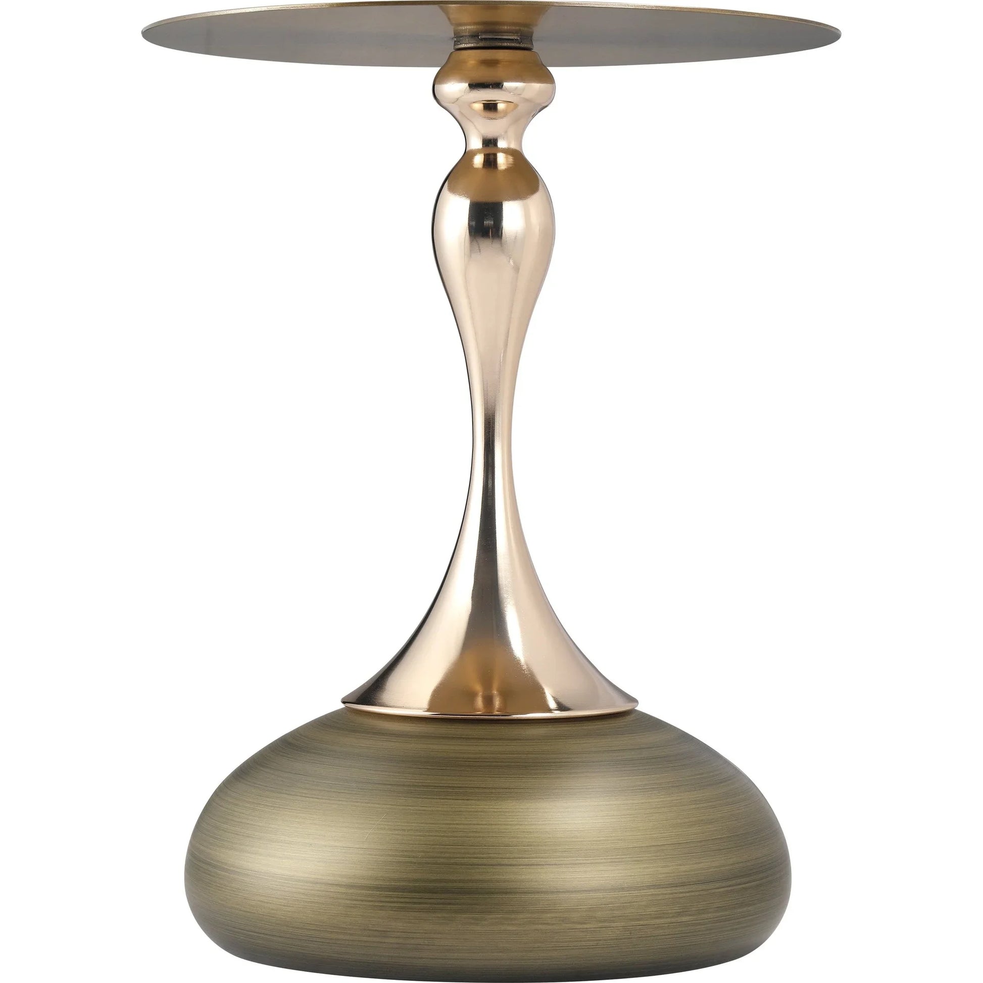Savoy Wide Side Table with Stainless Steel Top Round Accent Table and Elegant Pedestal Base - Elax Furniture