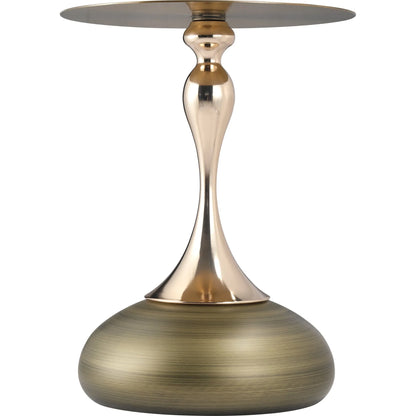 Savoy Wide Side Table with Stainless Steel Top Round Accent Table and Elegant Pedestal Base - Elax Furniture
