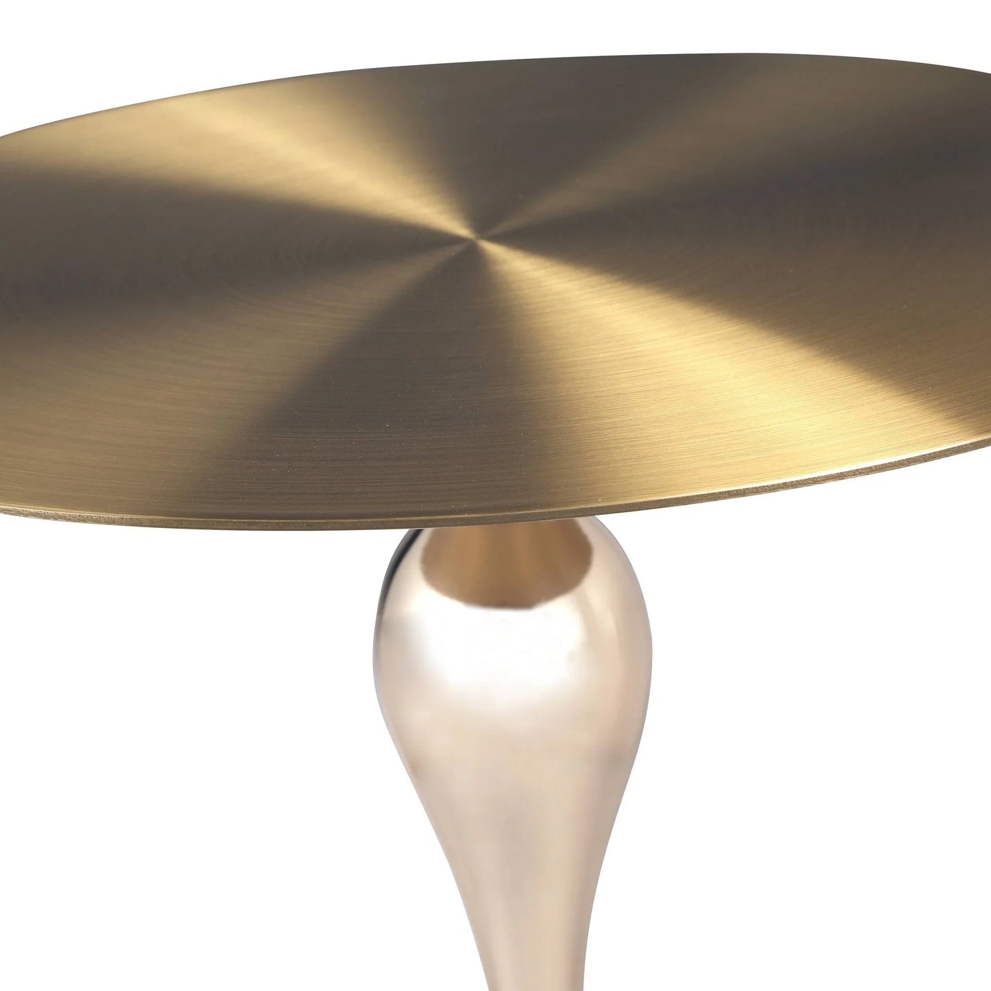 Savoy Wide Side Table with Gold Stainless Steel Top Round Accent Table and Elegant Pedestal Base - Elax Furniture