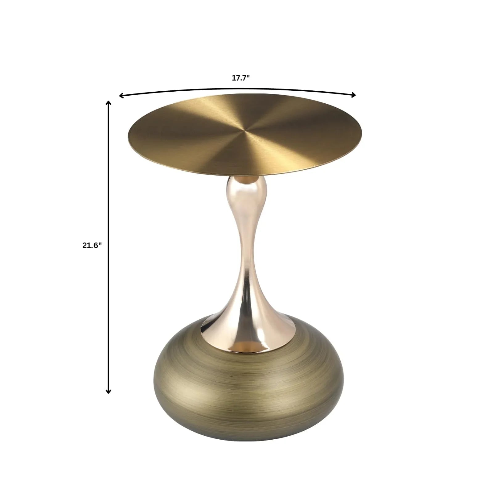 Savoy Wide Side Table with Gold Stainless Steel Top Round Accent Table and Elegant Pedestal Base - Elax Furniture