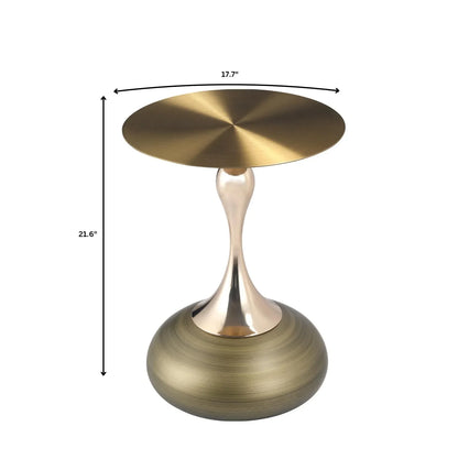 Savoy Wide Side Table with Gold Stainless Steel Top Round Accent Table and Elegant Pedestal Base - Elax Furniture