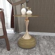 Savoy Wide Side Table with Stainless Steel Top Round Accent Table and Elegant Pedestal Base - Elax Furniture