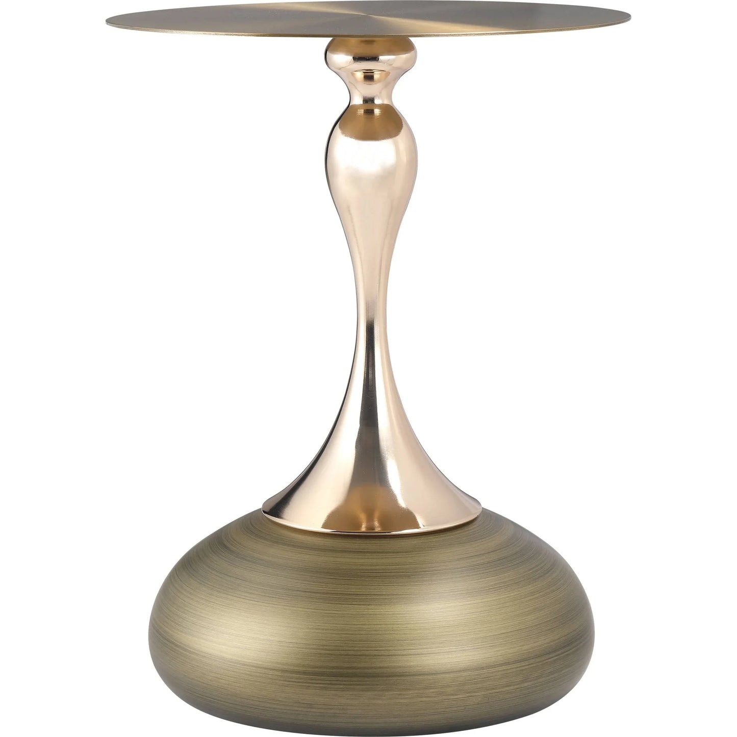 Savoy Wide Side Table with Gold Stainless Steel Top Round Accent Table and Elegant Pedestal Base - Elax Furniture