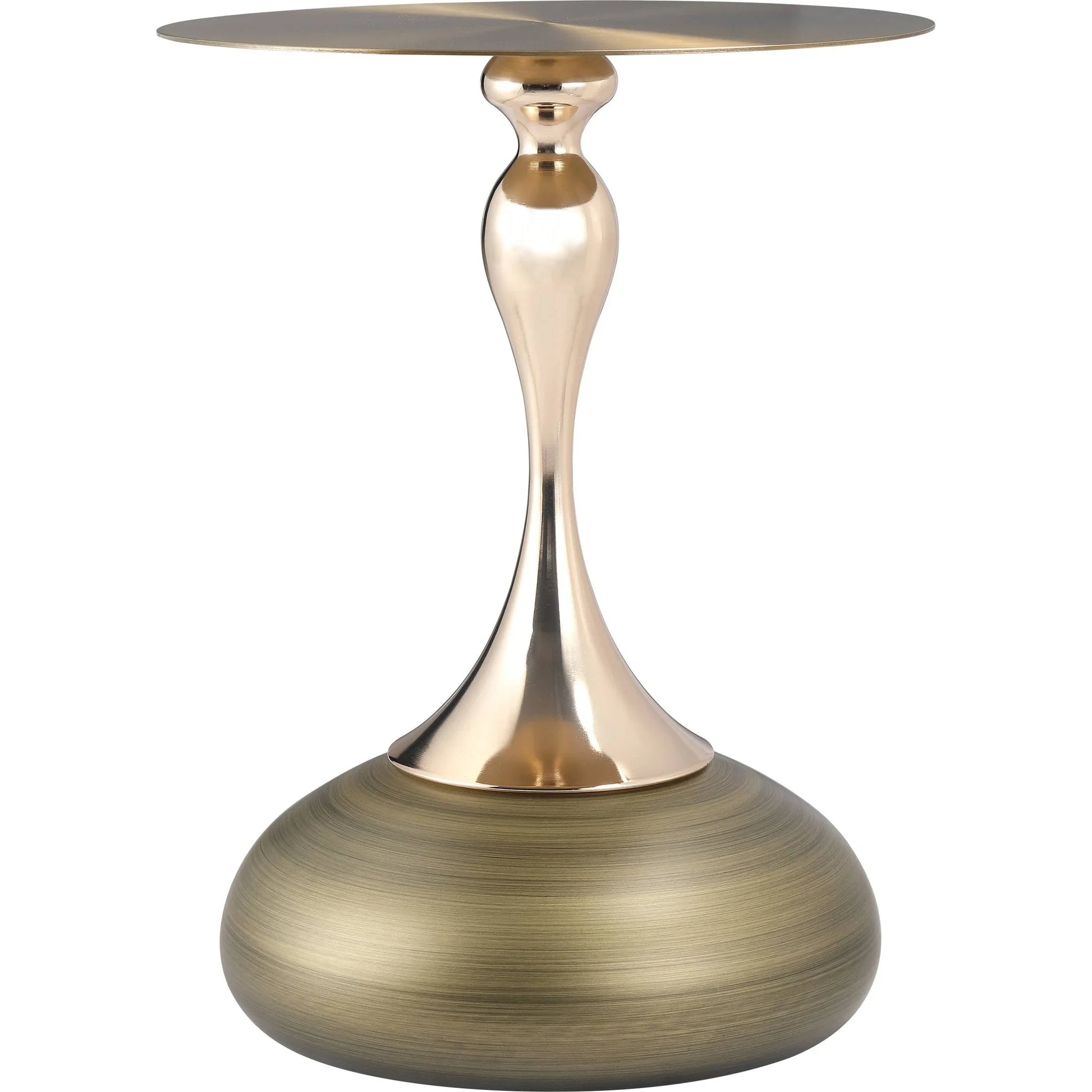 Savoy Wide Side Table with Gold Stainless Steel Top Round Accent Table and Elegant Pedestal Base - Elax Furniture
