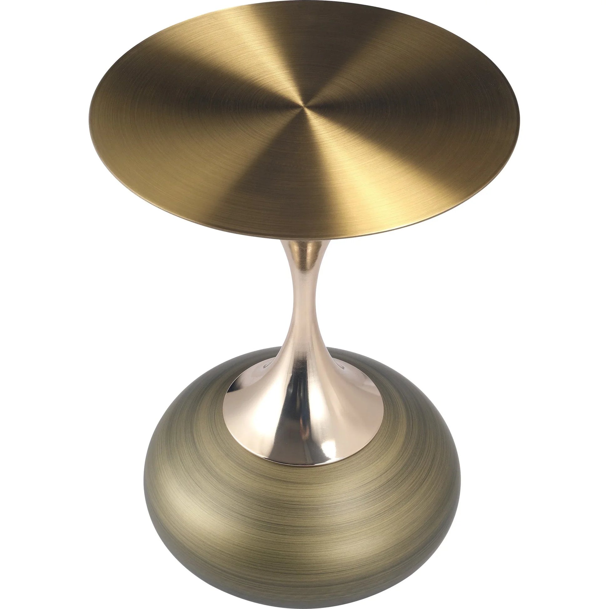 Savoy Wide Side Table with Gold Stainless Steel Top Round Accent Table and Elegant Pedestal Base - Elax Furniture