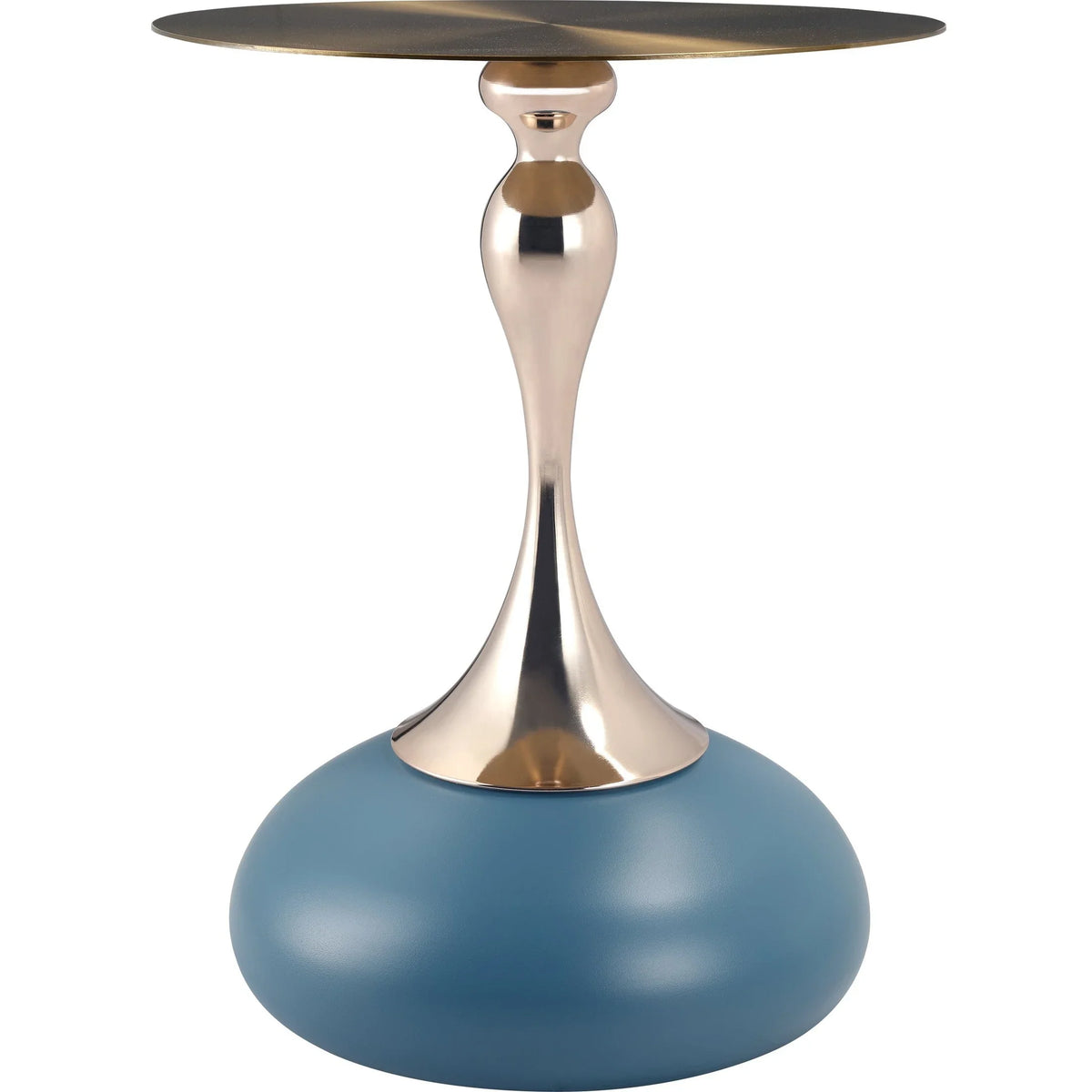 Savoy Wide Side Table with Gold Stainless Steel Top Round Accent Table and Elegant Pedestal Base - Elax Furniture