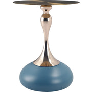 Savoy Wide Side Table with Gold Stainless Steel Top Round Accent Table and Elegant Pedestal Base - Elax Furniture