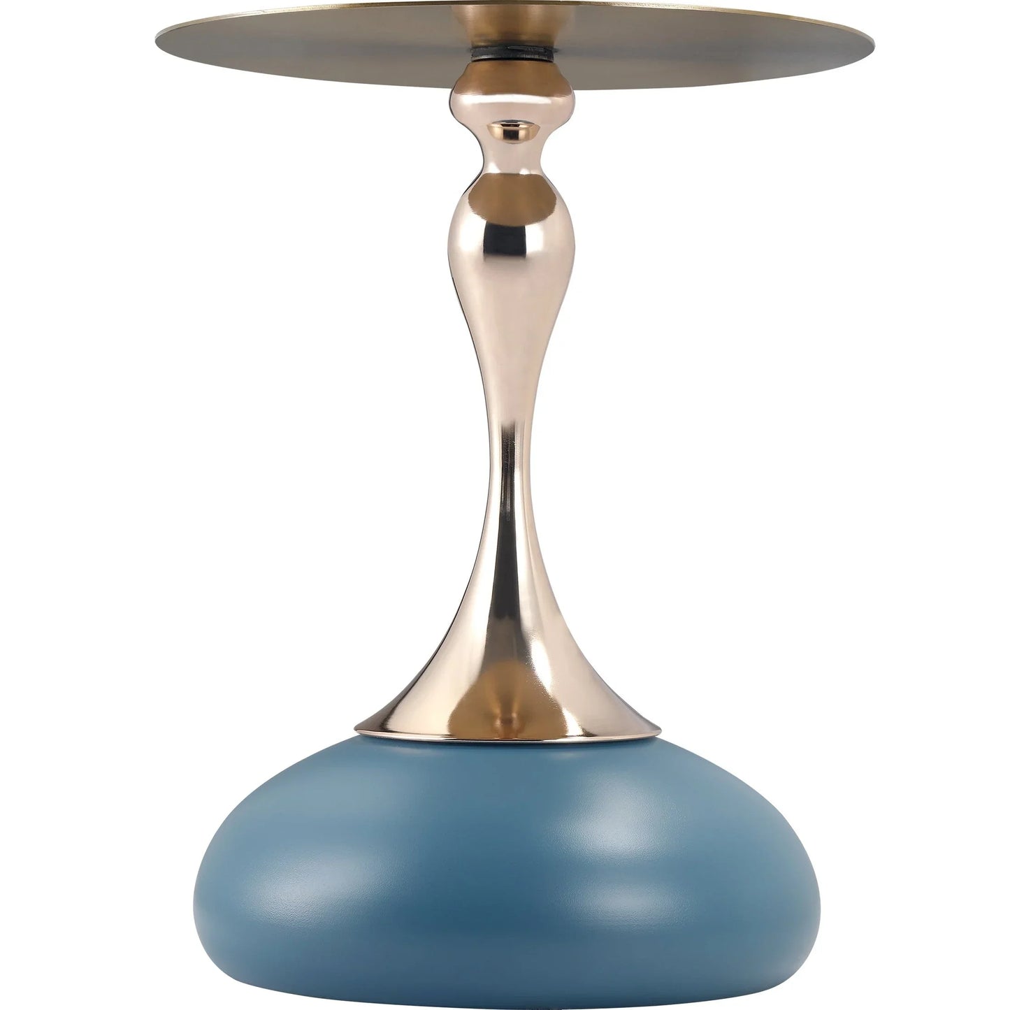 Savoy Wide Side Table with Stainless Steel Top Round Accent Table and Elegant Pedestal Base - Elax Furniture