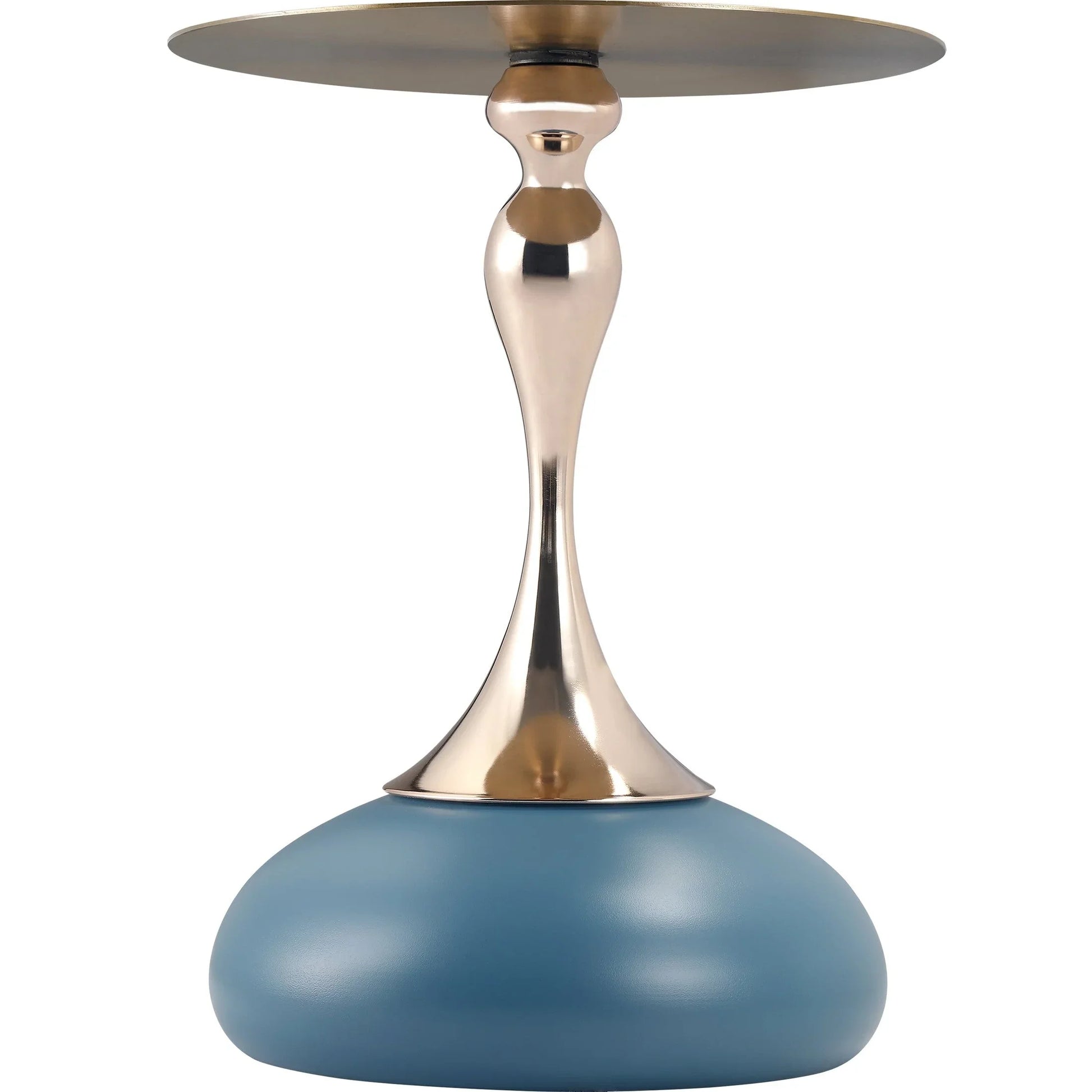 Savoy Wide Side Table with Stainless Steel Top Round Accent Table and Elegant Pedestal Base - Elax Furniture