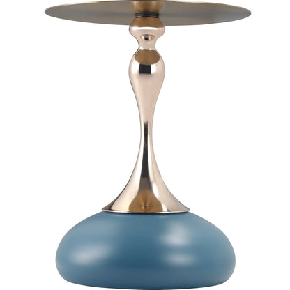 Savoy Wide Side Table with Stainless Steel Top Round Accent Table and Elegant Pedestal Base - Elax Furniture