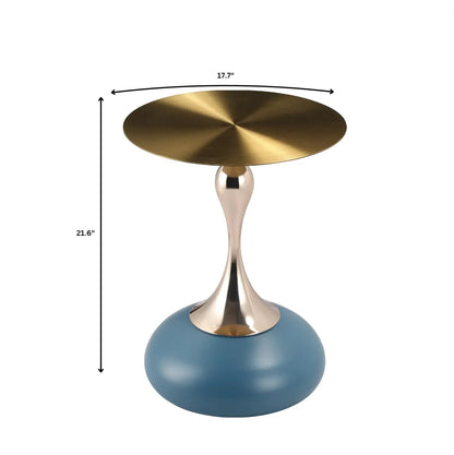 Savoy Wide Side Table with Gold Stainless Steel Top Round Accent Table and Elegant Pedestal Base - Elax Furniture