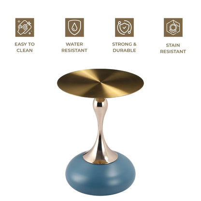 Savoy Wide Side Table with Gold Stainless Steel Top Round Accent Table and Elegant Pedestal Base - Elax Furniture