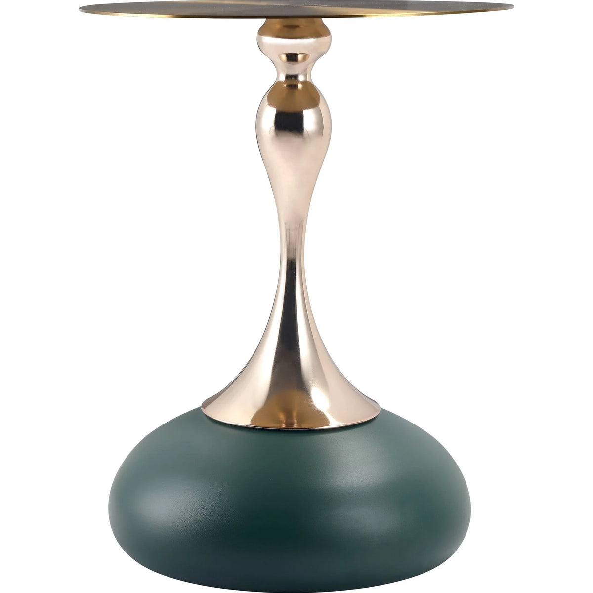 Savoy Wide Side Table with Gold Stainless Steel Top Round Accent Table and Elegant Pedestal Base - Elax Furniture
