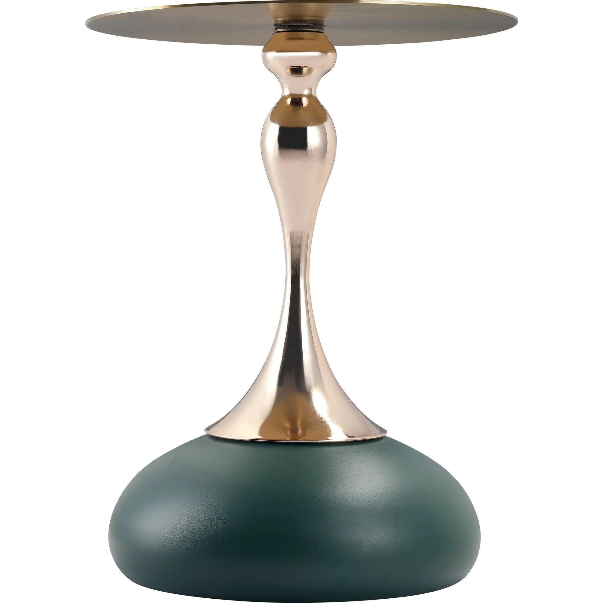 Savoy Wide Side Table with Gold Stainless Steel Top Round Accent Table and Elegant Pedestal Base - Elax Furniture