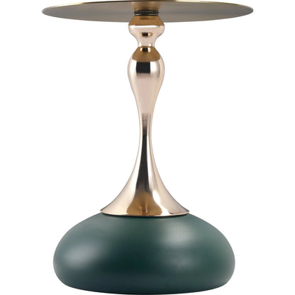 Savoy Wide Side Table with Gold Stainless Steel Top Round Accent Table and Elegant Pedestal Base - Elax Furniture
