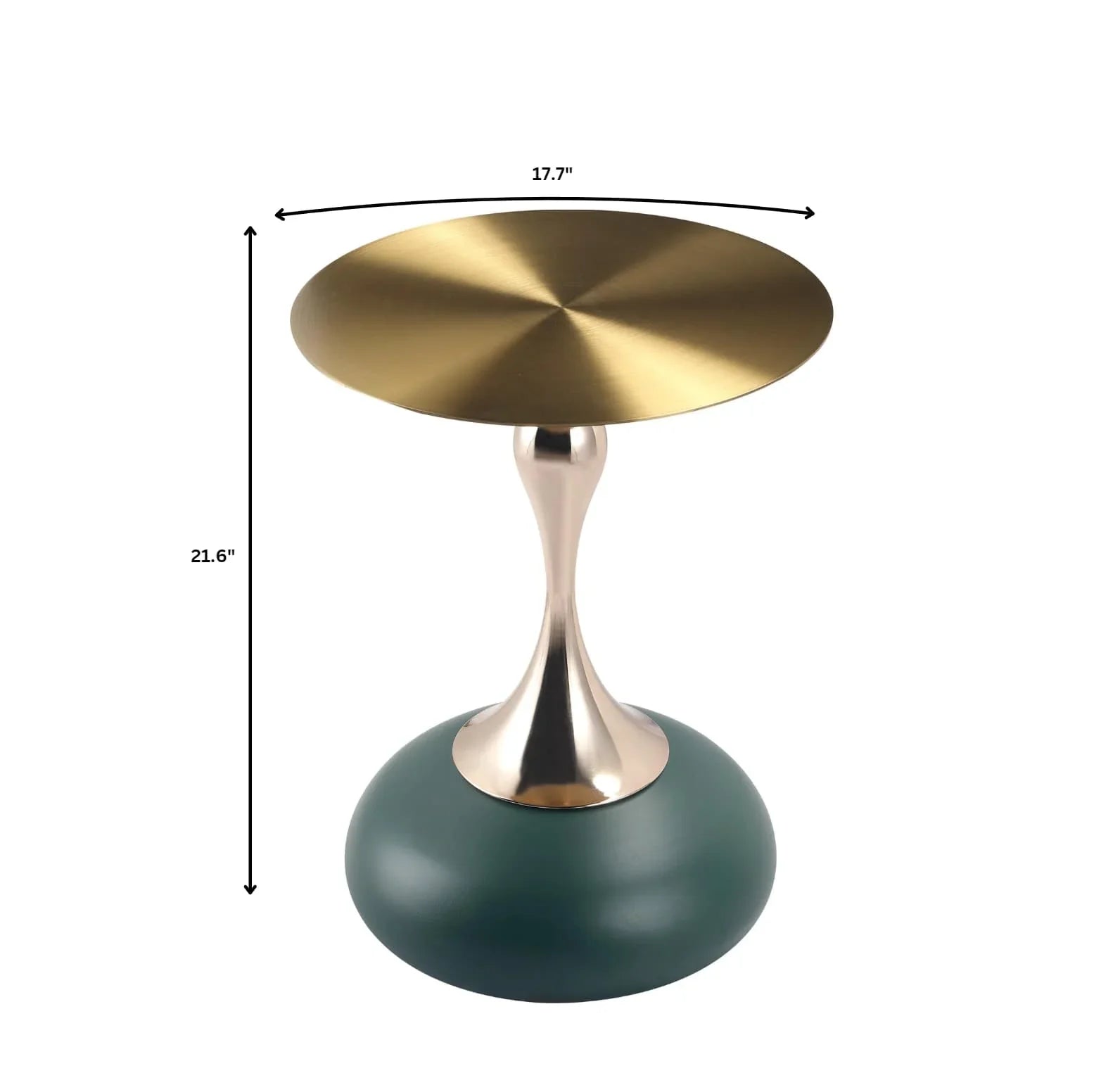 Savoy Wide Side Table with Gold Stainless Steel Top Round Accent Table and Elegant Pedestal Base - Elax Furniture