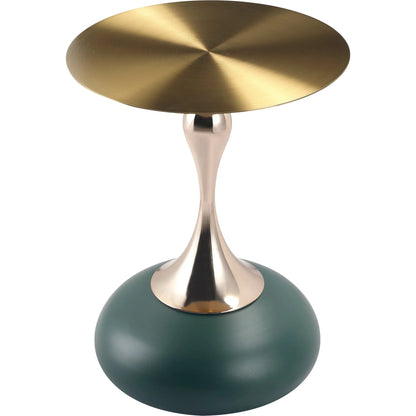 Savoy Wide Side Table with Stainless Steel Top Round Accent Table and Elegant Pedestal Base - Elax Furniture