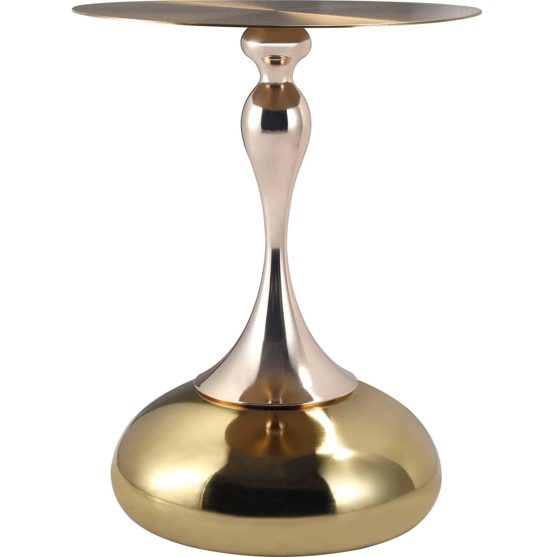 Savoy Wide Side Table with Gold Stainless Steel Top Round Accent Table and Elegant Pedestal Base - Elax Furniture