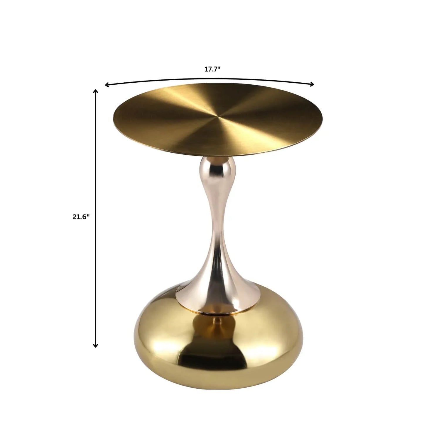 Savoy Wide Side Table with Gold Stainless Steel Top Round Accent Table and Elegant Pedestal Base - Elax Furniture