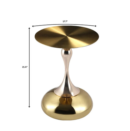Savoy Wide Side Table with Gold Stainless Steel Top Round Accent Table and Elegant Pedestal Base - Elax Furniture