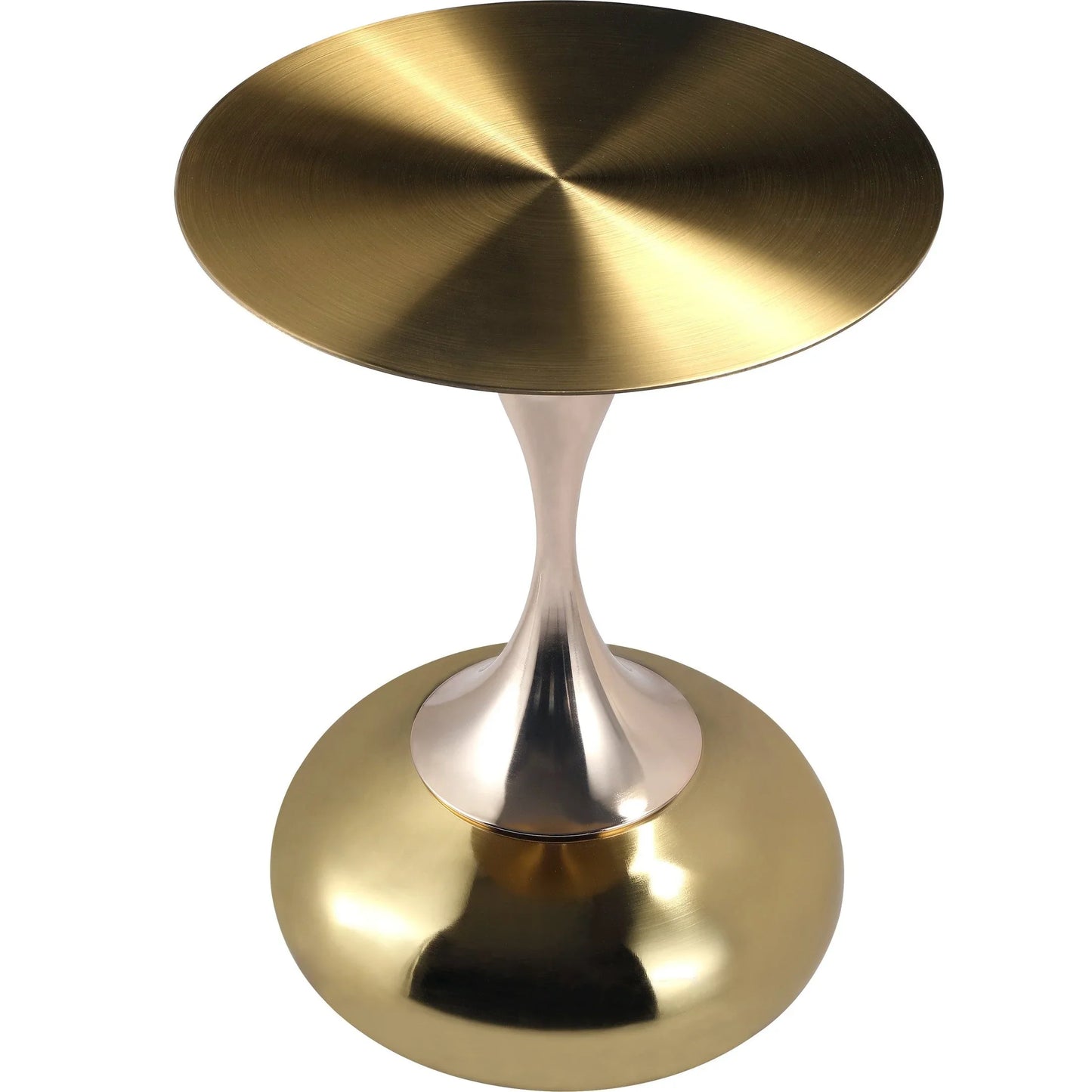 Savoy Wide Side Table with Gold Stainless Steel Top Round Accent Table and Elegant Pedestal Base - Elax Furniture