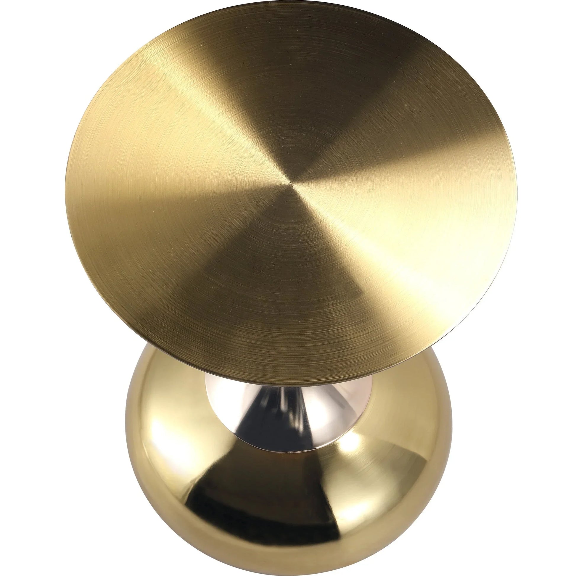 Savoy Wide Side Table with Gold Stainless Steel Top Round Accent Table and Elegant Pedestal Base - Elax Furniture