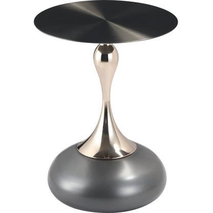 Savoy Wide Side Table with Stainless Steel Top Round Accent Table and Elegant Pedestal Base - Elax Furniture